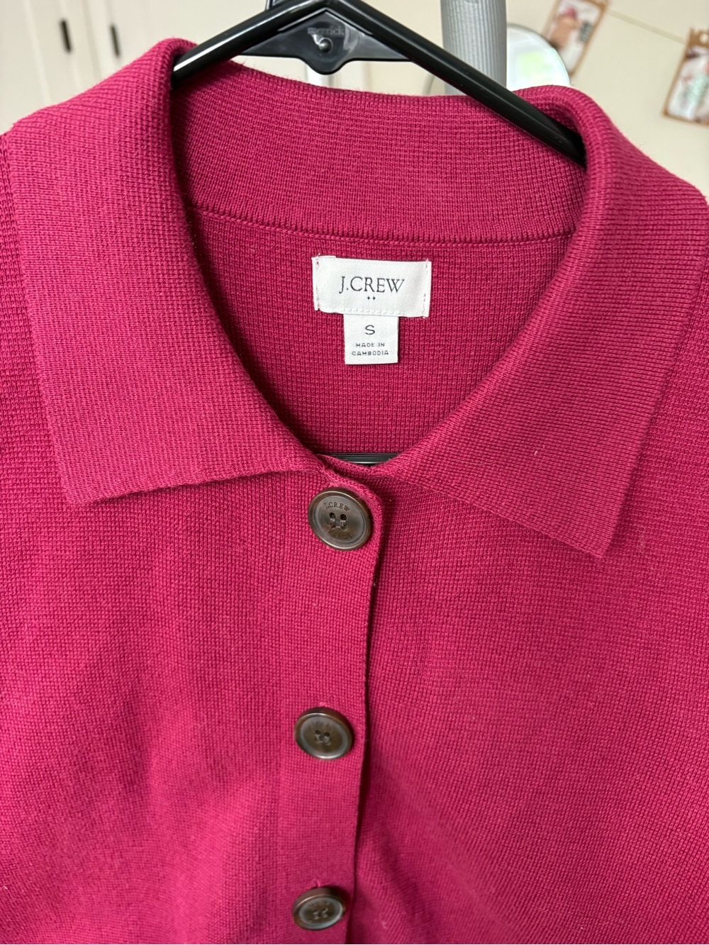 J. Crew Raspberry Pink Button-Up Knit Jacket - Picture 4 of 4